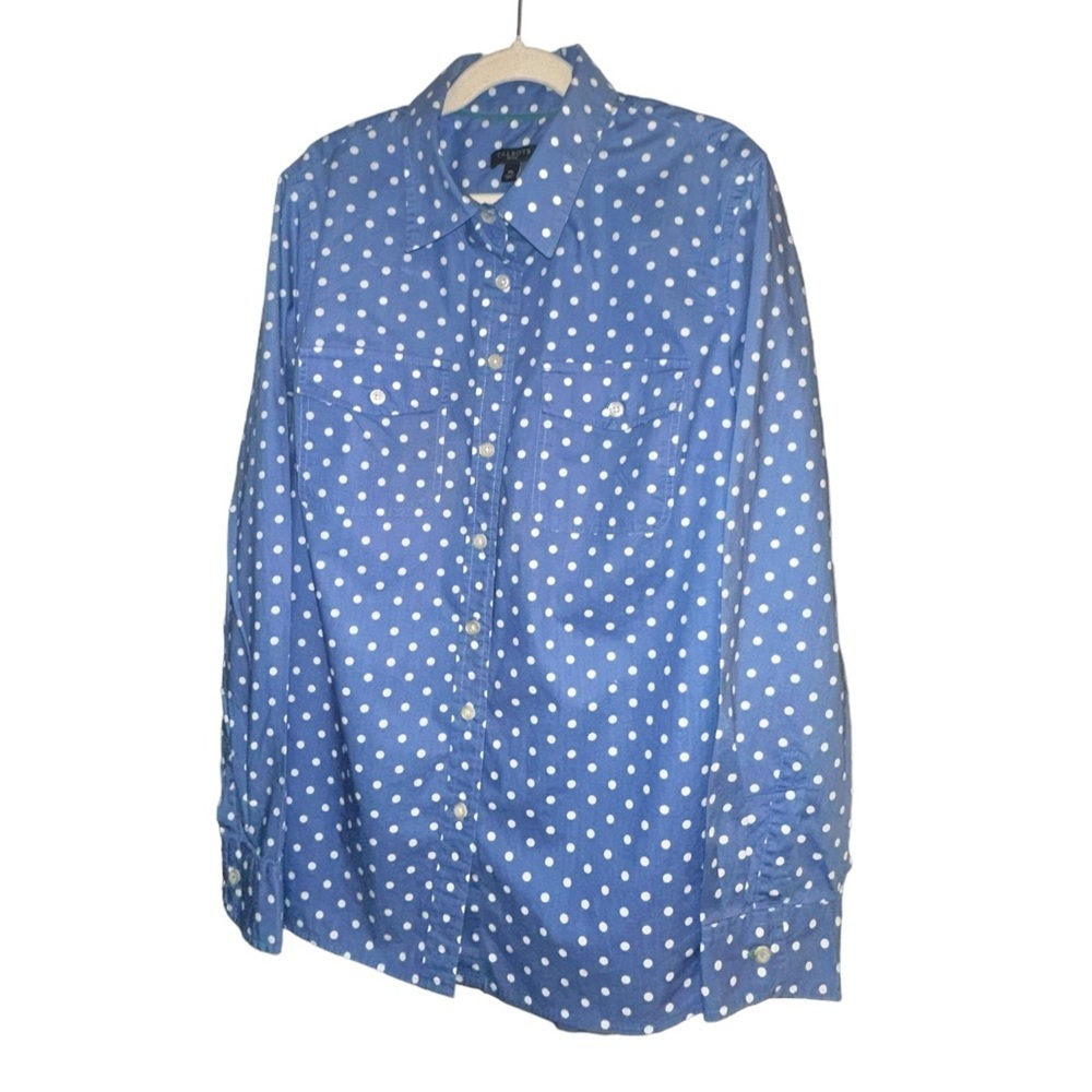 🔴5 for $40
Talbots Petites, Button Down,Blue Wht Polka Dots, Mp Shirt